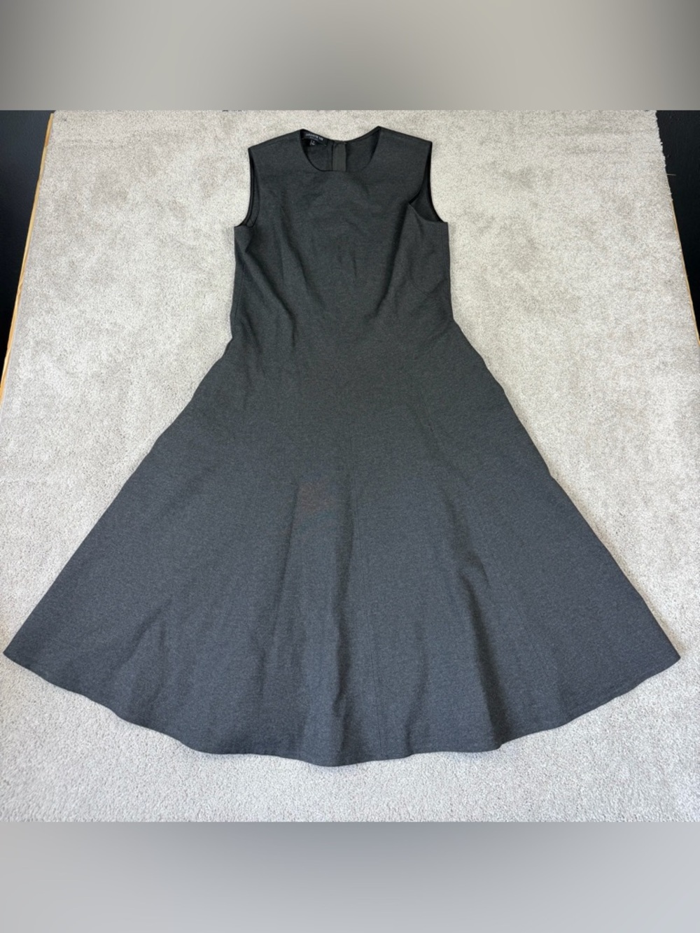 Lafayette 148 New York Gray Ponte Knit Dress Size 8 Sleeveless Zip‎ Back
